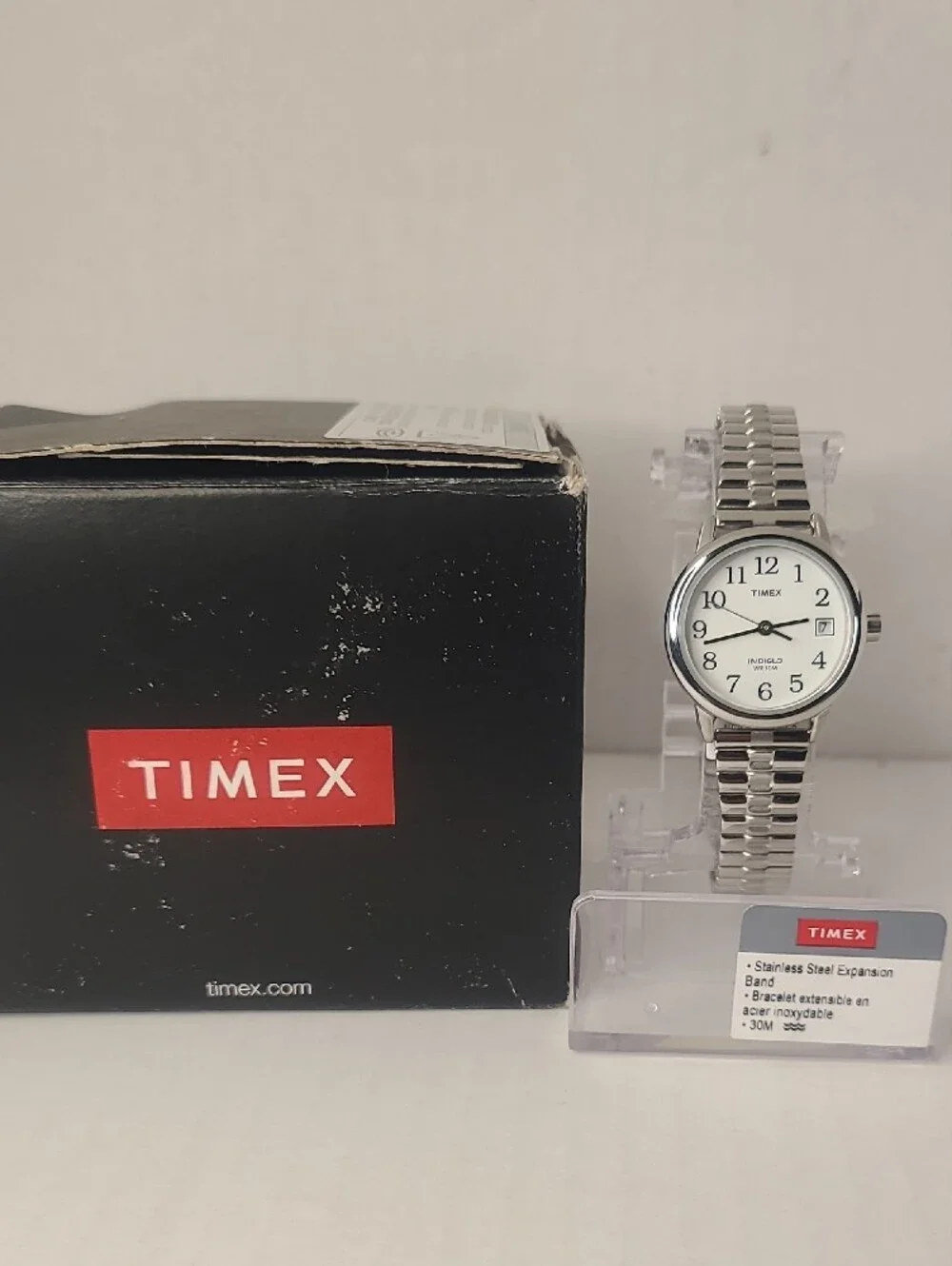Timex Easy Read Silver Stainless Steel Watch with White Dial